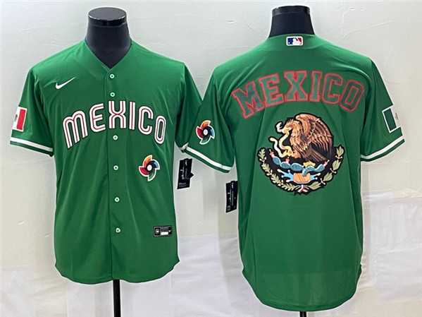 Men%27s Mexico Baseball 2023 Green Team Big Logo World Baseball Classic Stitched Jersey->2023 world baseball classic->MLB Jersey